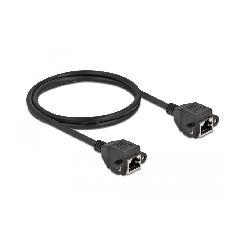 Delock Netzwerk Verlängerungskabel S/FTP RJ45 Buchse zu RJ45 Buchse Cat.6A 1 m schwarz
