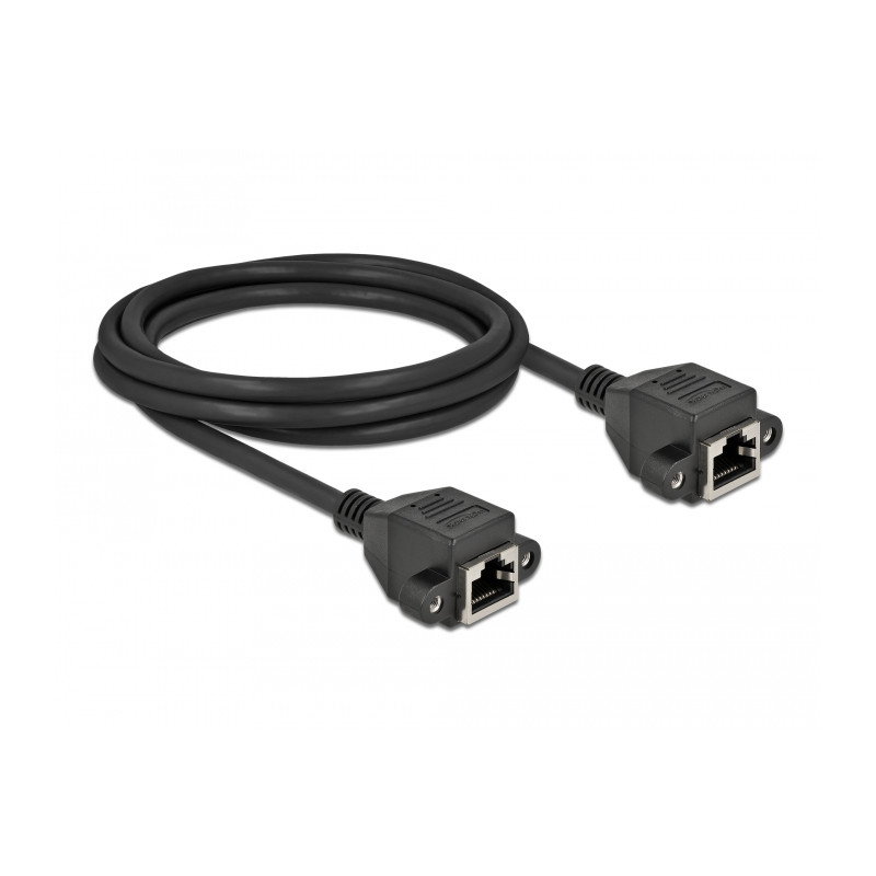 Delock Netzwerk Verlängerungskabel S/FTP RJ45 Buchse zu RJ45 Buchse Cat.6A 2 m schwarz