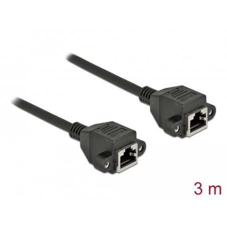 Delock Netzwerk Verlängerungskabel S/FTP RJ45 Buchse zu RJ45 Buchse Cat.6A 3 m schwarz