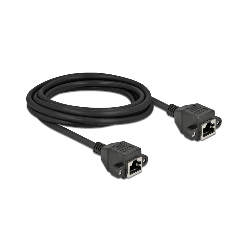 Delock Netzwerk Verlängerungskabel S/FTP RJ45 Buchse zu RJ45 Buchse Cat.6A 3 m schwarz