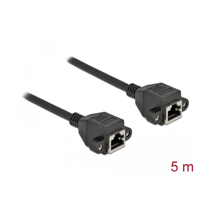 Delock Netzwerk Verlängerungskabel S/FTP RJ45 Buchse zu RJ45 Buchse Cat.6A 5 m schwarz