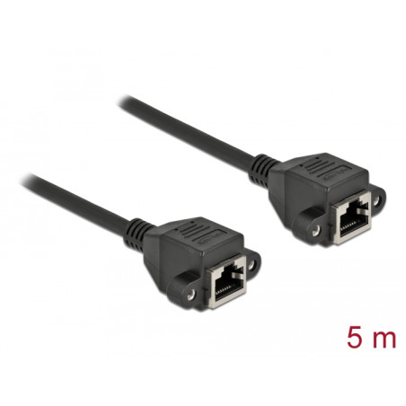 Delock Netzwerk Verlängerungskabel S/FTP RJ45 Buchse zu RJ45 Buchse Cat.6A 5 m schwarz