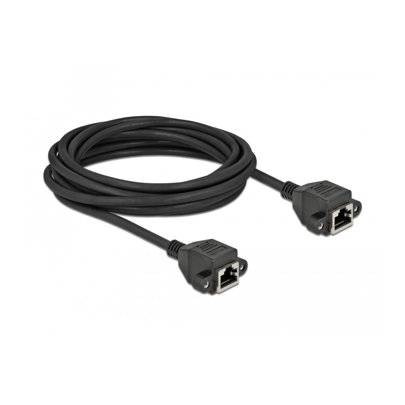 Delock Netzwerk Verlängerungskabel S/FTP RJ45 Buchse zu RJ45 Buchse Cat.6A 5 m schwarz