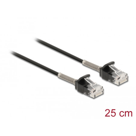 Delock Kabel RJ45 Stecker zu RJ45 Stecker mit Knickschutz Cat.6A 25 cm schwarz
