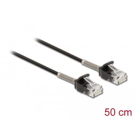 Delock Kabel RJ45 Stecker zu RJ45 Stecker mit Knickschutz Cat.6A 50 cm schwarz