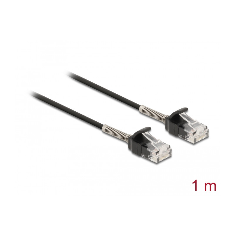 Delock Kabel RJ45 Stecker zu RJ45 Stecker mit Knickschutz Cat.6A 1 m schwarz