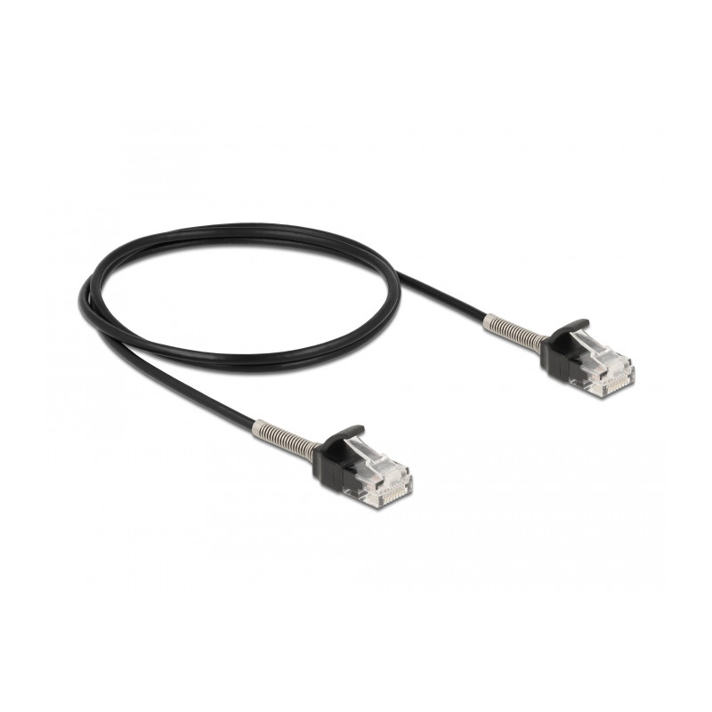 Delock Kabel RJ45 Stecker zu RJ45 Stecker mit Knickschutz Cat.6A 1 m schwarz