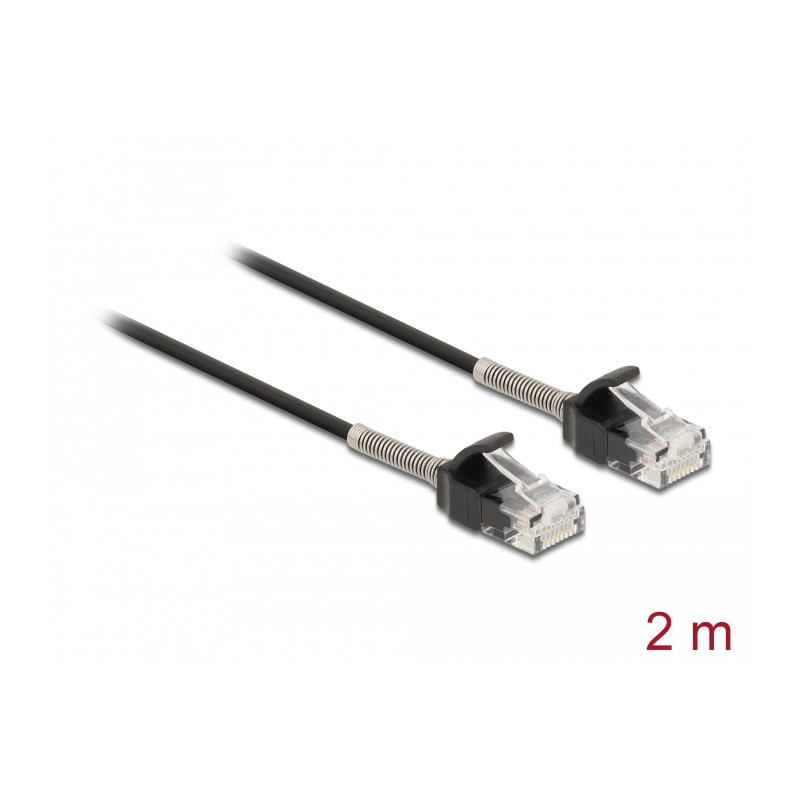 Delock Kabel RJ45 Stecker zu RJ45 Stecker mit Knickschutz Cat.6A 2 m schwarz