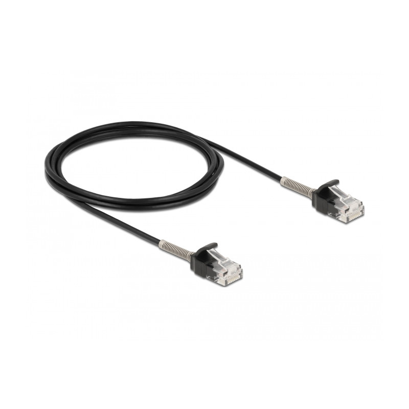 Delock Kabel RJ45 Stecker zu RJ45 Stecker mit Knickschutz Cat.6A 2 m schwarz