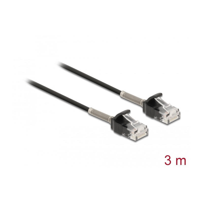 Delock Kabel RJ45 Stecker zu RJ45 Stecker mit Knickschutz Cat.6A 3 m schwarz