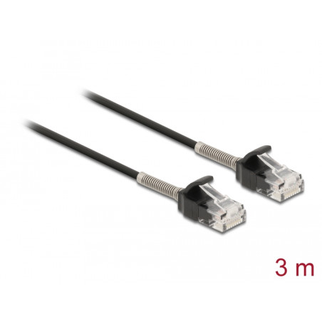 Delock Kabel RJ45 Stecker zu RJ45 Stecker mit Knickschutz Cat.6A 3 m schwarz