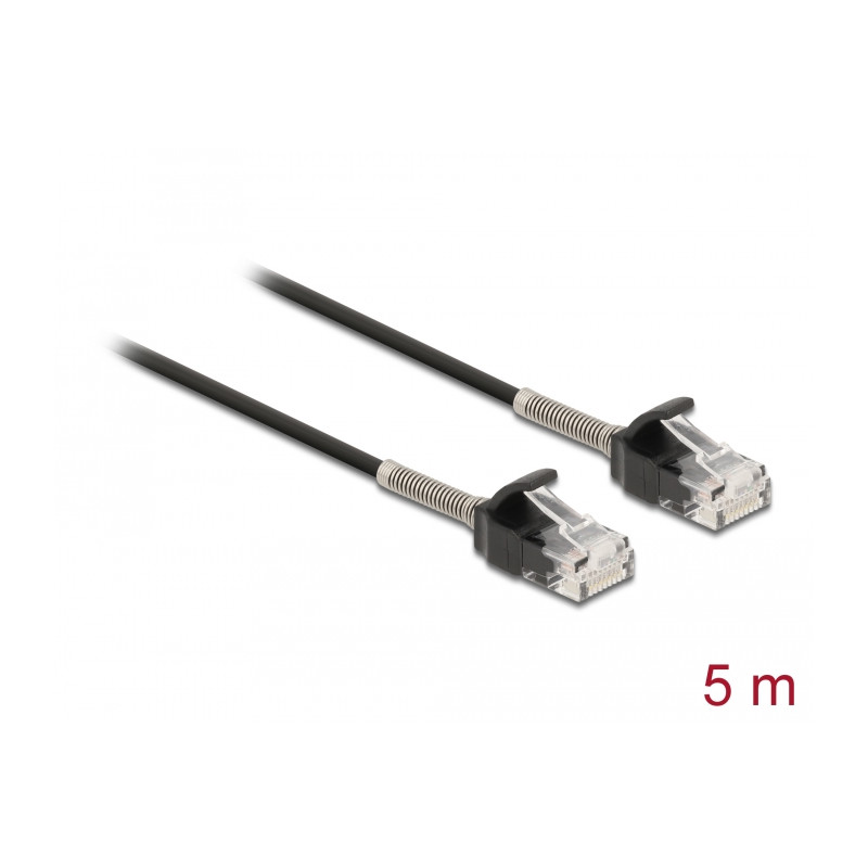 Delock Kabel RJ45 Stecker zu RJ45 Stecker mit Knickschutz Cat.6A 5 m schwarz