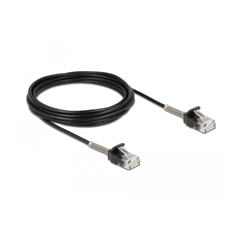 Delock Kabel RJ45 Stecker zu RJ45 Stecker mit Knickschutz Cat.6A 5 m schwarz