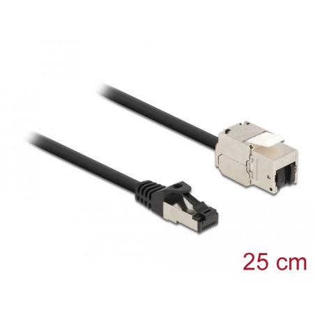 Delock Kabel RJ45 Stecker zu Keystone Modul RJ45 Buchse Cat.6A 25 cm schwarz