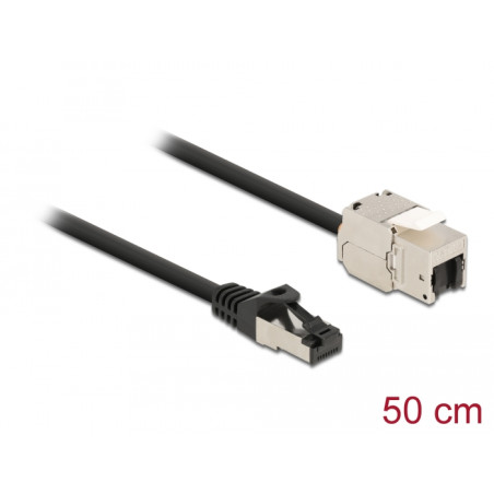 Delock Kabel RJ45 Stecker zu Keystone Modul RJ45 Buchse Cat.6A 50 cm schwarz