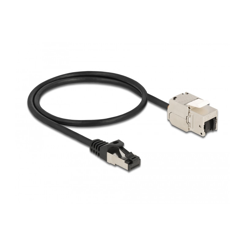 Delock Kabel RJ45 Stecker zu Keystone Modul RJ45 Buchse Cat.6A 50 cm schwarz