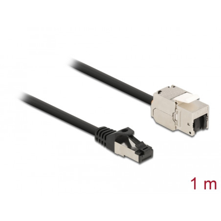 Delock Kabel RJ45 Stecker zu Keystone Modul RJ45 Buchse Cat.6A 1 m schwarz
