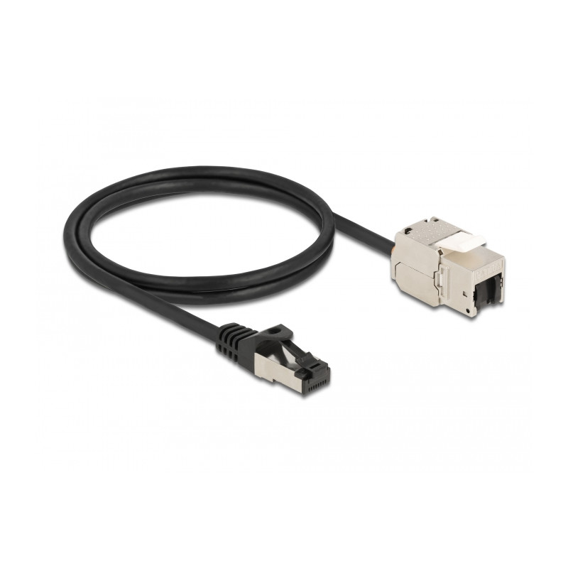 Delock Kabel RJ45 Stecker zu Keystone Modul RJ45 Buchse Cat.6A 1 m schwarz