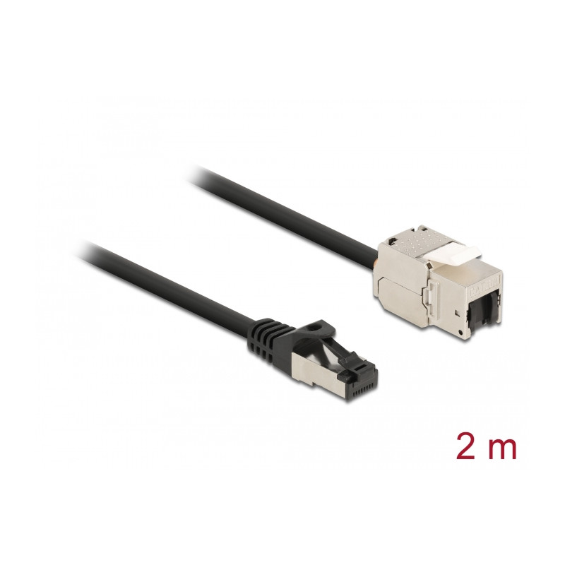 Delock Kabel RJ45 Stecker zu Keystone Modul RJ45 Buchse Cat.6A 2 m schwarz