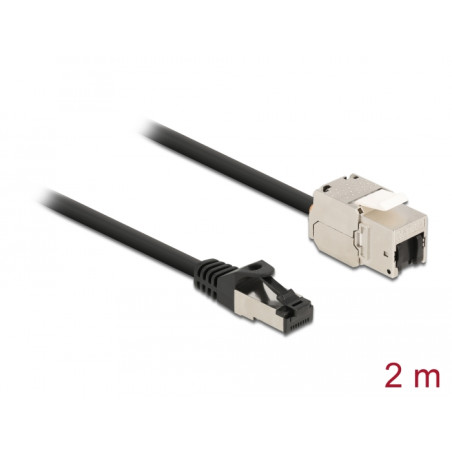 Delock Kabel RJ45 Stecker zu Keystone Modul RJ45 Buchse Cat.6A 2 m schwarz