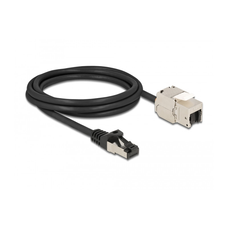 Delock Kabel RJ45 Stecker zu Keystone Modul RJ45 Buchse Cat.6A 2 m schwarz