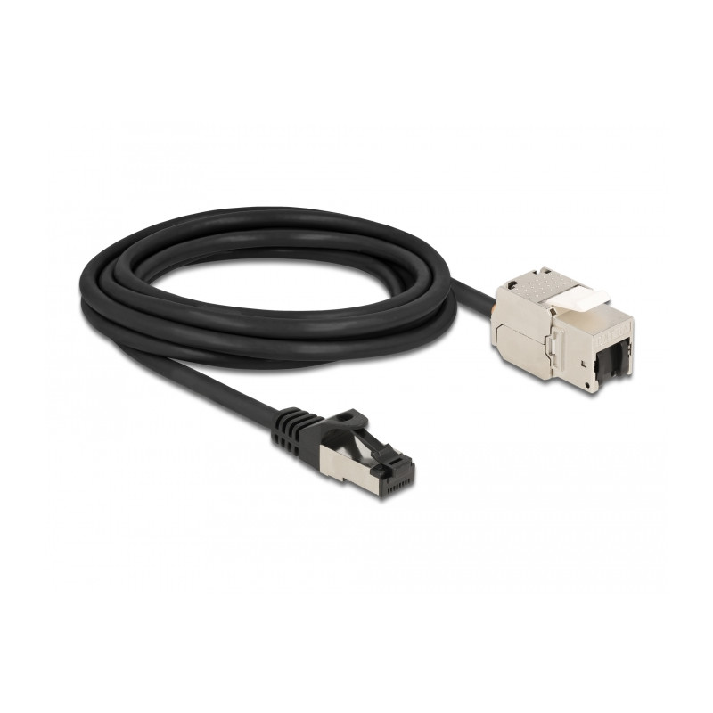 Delock Kabel RJ45 Stecker zu Keystone Modul RJ45 Buchse Cat.6A 3 m schwarz