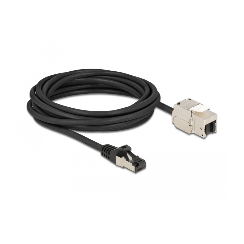 Delock Kabel RJ45 Stecker zu Keystone Modul RJ45 Buchse Cat.6A 5 m schwarz