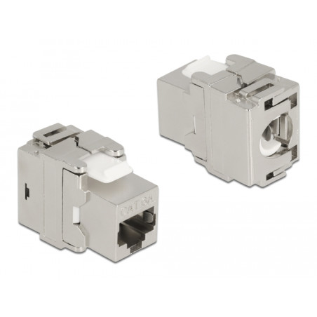 Delock Keystone Modul RJ45 Buchse zu LSA Cat.6A 180° werkzeugfrei Metall