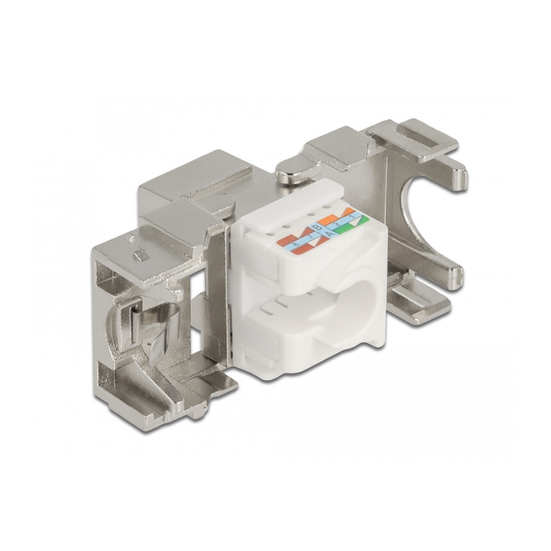 Delock Keystone Modul RJ45 Buchse zu LSA Cat.6A 180° werkzeugfrei Metall