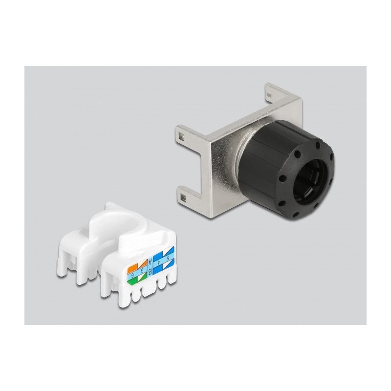 Delock Keystone Modul RJ45 Buchse zu LSA Cat.6A 180° werkzeugfrei Metall