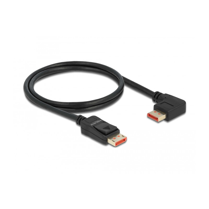 Delock DisplayPort Kabel Stecker gerade zu Stecker 90° links gewinkelt 8K 60 Hz 1 m