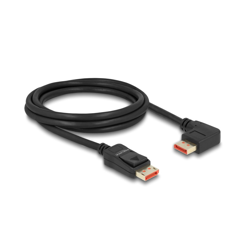 Delock DisplayPort Kabel Stecker gerade zu Stecker 90° links gewinkelt 8K 60 Hz 2 m