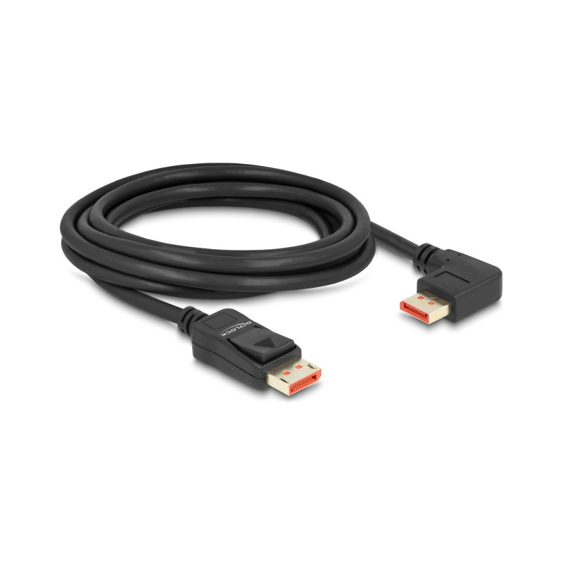 Delock DisplayPort Kabel Stecker gerade zu Stecker 90° links gewinkelt 8K 60 Hz 3 m