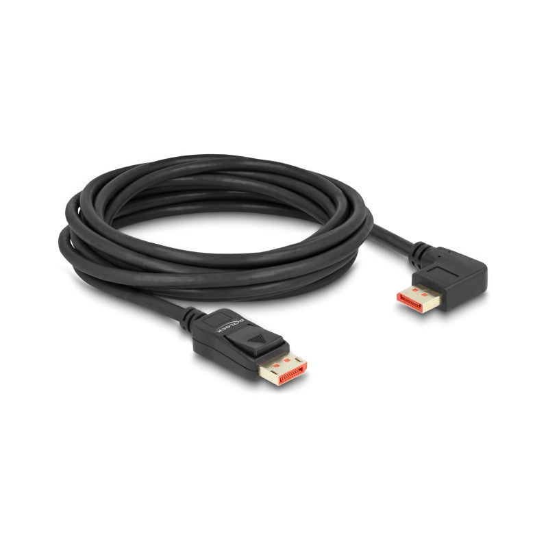 Delock DisplayPort Kabel Stecker gerade zu Stecker 90° links gewinkelt 8K 60 Hz 5 m