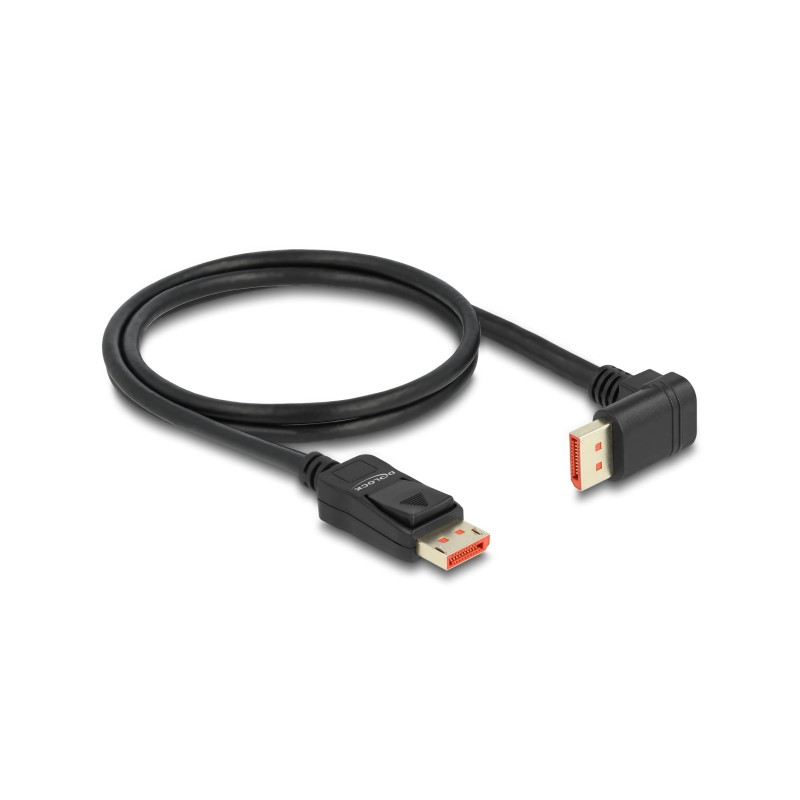 Delock DisplayPort Kabel Stecker gerade zu Stecker 90° unten gewinkelt 8K 60 Hz 1 m