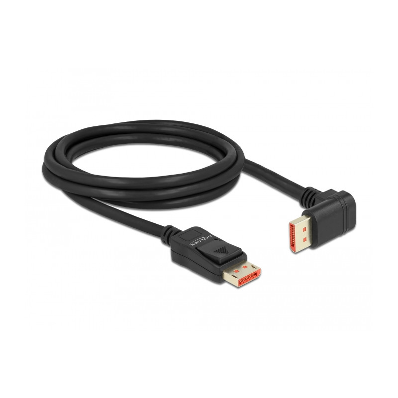 Delock DisplayPort Kabel Stecker gerade zu Stecker 90° unten gewinkelt 8K 60 Hz 2 m