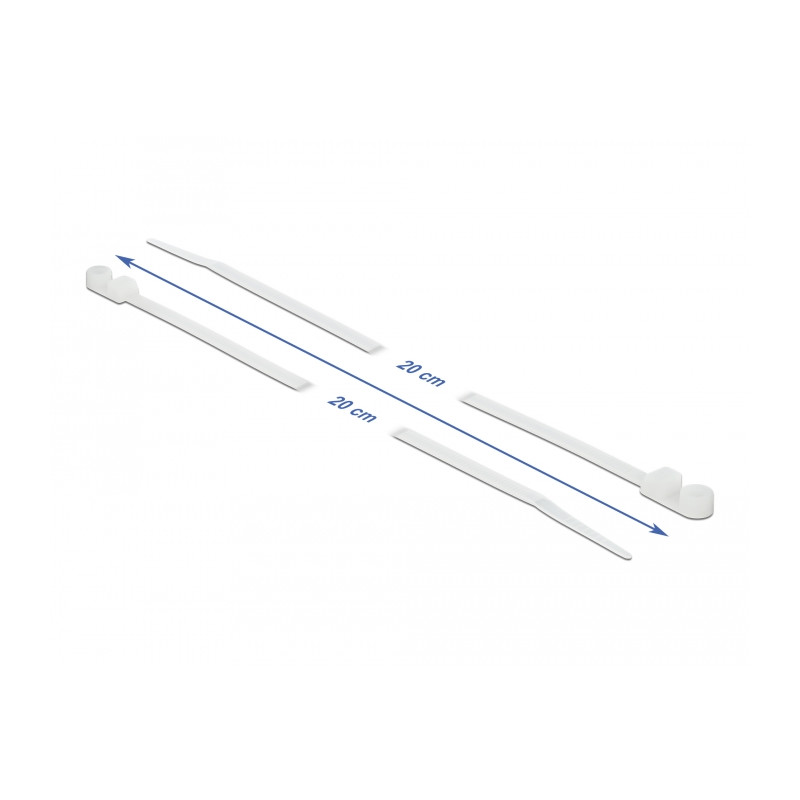 Delock Kabelbinder mit Befestigungsöse L 200 x B 4,8 mm weiß 10 Stück