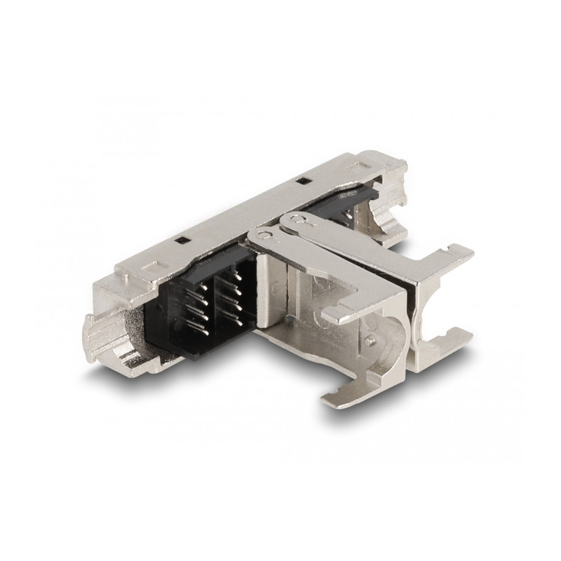 Delock RJ45 Verbinder LSA zu LSA mit Knickschutztülle Cat.6A werkzeugfrei