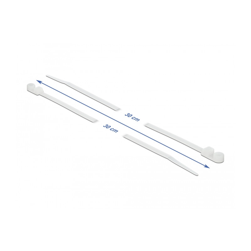 Delock Kabelbinder mit Befestigungsöse L 300 x B 4,8 mm weiß 10 Stück