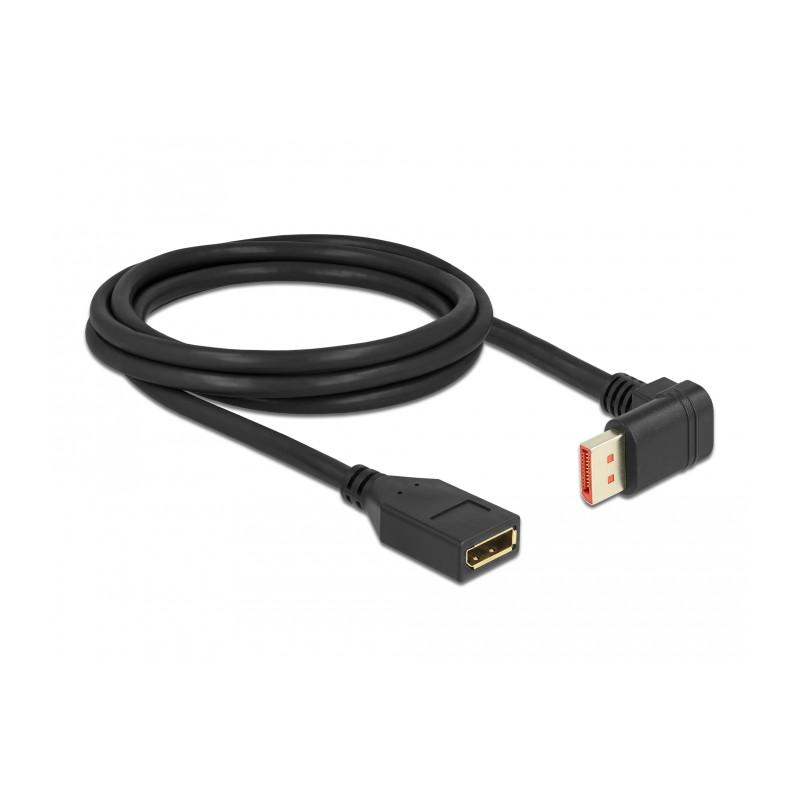 Delock DisplayPort Verlängerungskabel Stecker 90° unten gewinkelt zu Buchse 8K 60 Hz 2 m