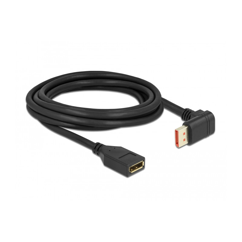 Delock DisplayPort Verlängerungskabel Stecker 90° unten gewinkelt zu Buchse 8K 60 Hz 3 m