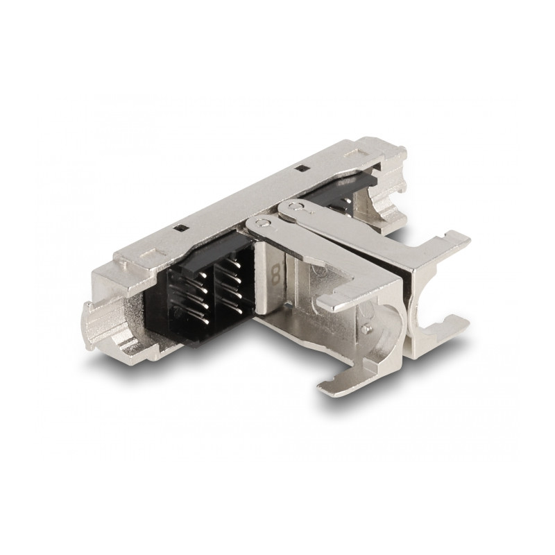 Delock RJ45 Verbinder LSA zu LSA mit Knickschutztülle Cat.8.1 werkzeugfrei