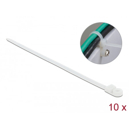 Delock Kabelbinder mit Befestigungsöse L 400 x B 7,6 mm weiß 10 Stück