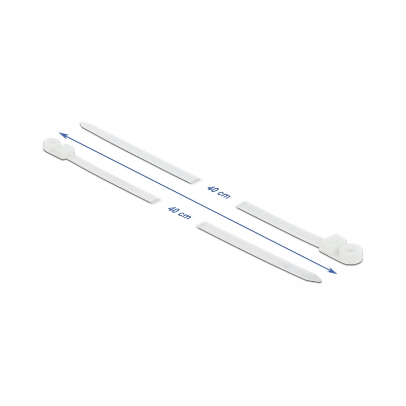 Delock Kabelbinder mit Befestigungsöse L 400 x B 7,6 mm weiß 10 Stück
