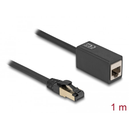 Delock Netzwerk Verlängerungskabel RJ45 Stecker zu RJ45 Buchse Cat.8.1 S/FTP 1 m schwarz