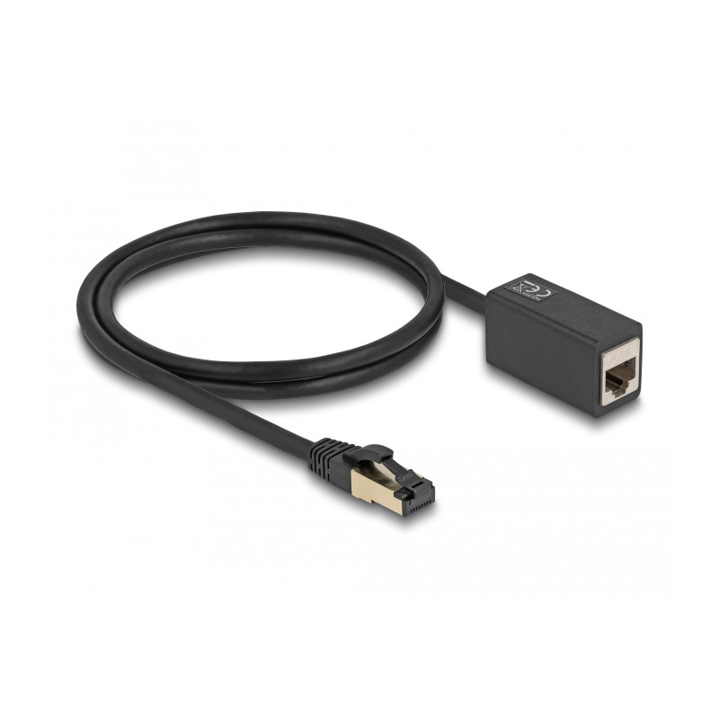 Delock Netzwerk Verlängerungskabel RJ45 Stecker zu RJ45 Buchse Cat.8.1 S/FTP 1 m schwarz