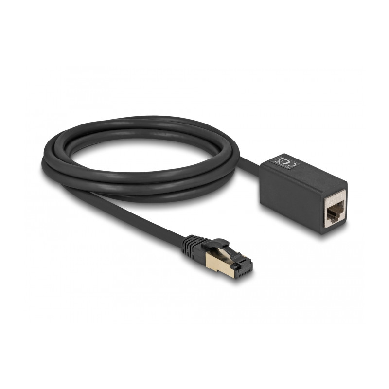 Delock Netzwerk Verlängerungskabel RJ45 Stecker zu RJ45 Buchse Cat.8.1 S/FTP 2 m schwarz
