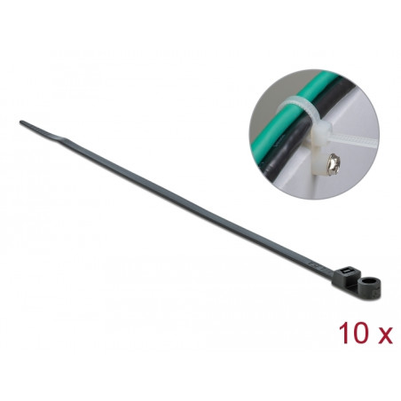 Delock Kabelbinder mit Befestigungsöse L 160 x B 4,8 mm schwarz 10 Stück