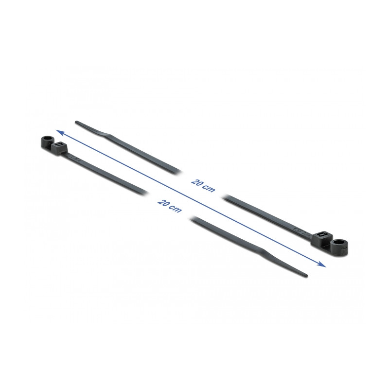 Delock Kabelbinder mit Befestigungsöse L 200 x B 4,8 mm schwarz 10 Stück
