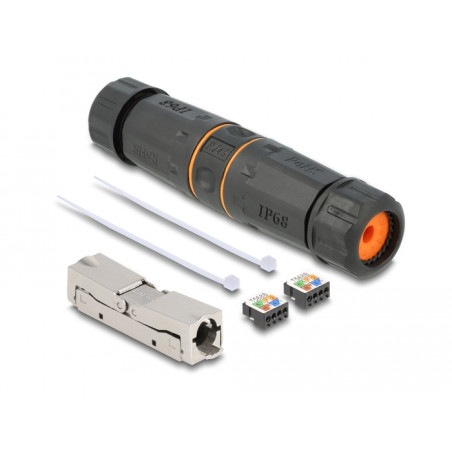 Delock Kabelverbinder LSA zu LSA Cat.6A IP68 wasserfest schwarz